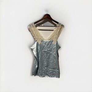 Soft Surroundings Summer Romance Silk Blue Blue Fairy Cami‎ Lace Size XL